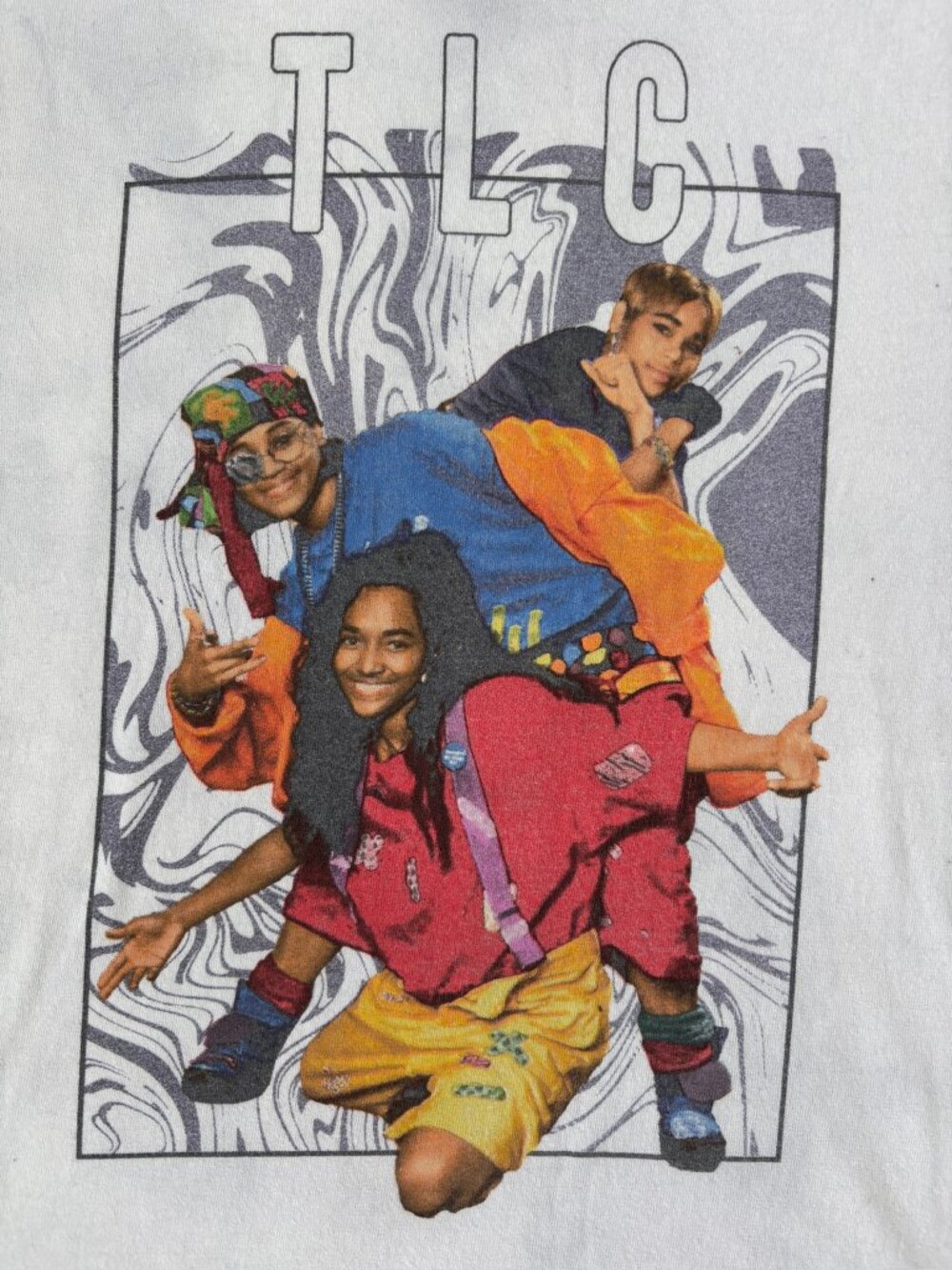 TLC Graphic Tee Mens S White 90s R&B Music Group Merch Traffic Distressed